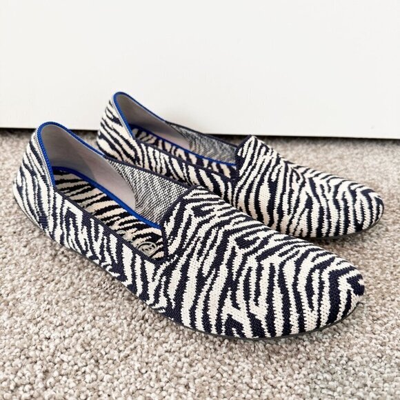 Rothy's Shoes - Rothy’s The Loafer Washable Knit Shoes Navy Zebra Printed Flats Womens Size 10.5